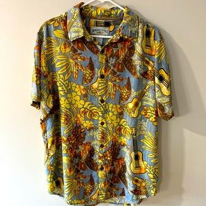 Margaritaville Shirts Jimmy Buffett Hawaiian Shirt M Guitars and Flowers